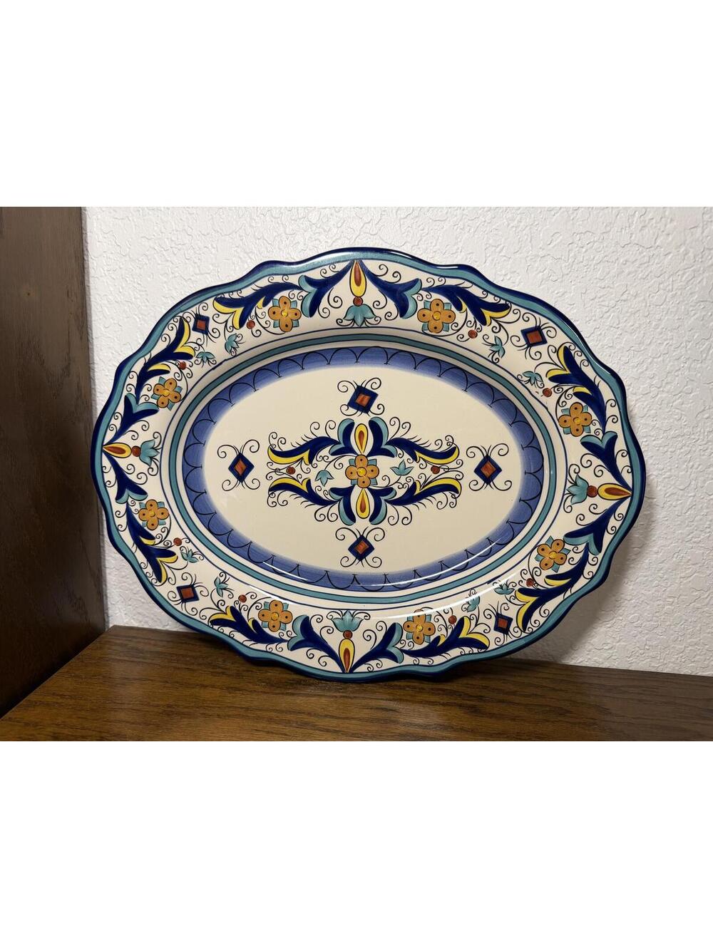 Pier 1 Imports San Marino Large 18.5 Oval Serving Platter Tray - Retired Pattern